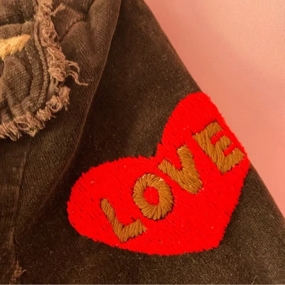 1970 Johnny Was Vintage Joystick Embroidered Brown Corduroy Blazer Jacket Large - Picture 5 of 13